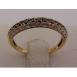 9ct yellow gold black and white diamond half eternity ring, approx total weight 1.7g