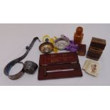 A quantity of gentlemens collectables to include miniature playing cards in fitted leather case,