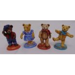 Four Halcyon Days porcelain figurines of Teddy Bears 1993, 1994, 1996 and 1997 (4)