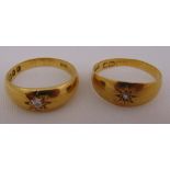 Two 18ct yellow gold gypsy set diamond rings, approx total weight 6.3g