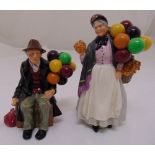 Royal Doulton figurine Biddy Pennyfarthing HN1843 and The Balloon Man HN1954, 22.5cm and 18.5cm (h)