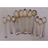 A quantity of silver fiddle pattern and Old English pattern tea and coffee spoons, approx total