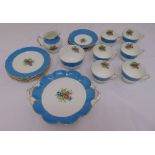 Crescent China tea service to include a cake plate, cups, saucers, side plates, a milk jug and a