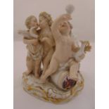 Meissen 19th century figural group of children celebrating autumn, marks to the base, incised