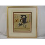 L S Lowry framed and glazed polychromatic lithographic print, The contraption, signed in the