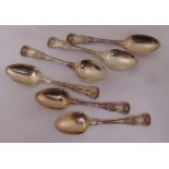 Six Victorian silver Kings pattern dessert spoons, London 1854/1855, approx total weight 220g