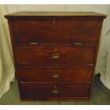 A Colonial Clipper rectangular oak sea chest with three drawers and hinged top section revealing a