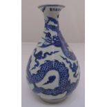 A Chinese Ming style blue and white Yuhuchunpin vase decorated with a dragon, 32cm (h)