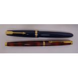 Two Parker fountain pens with 14ct gold nibs