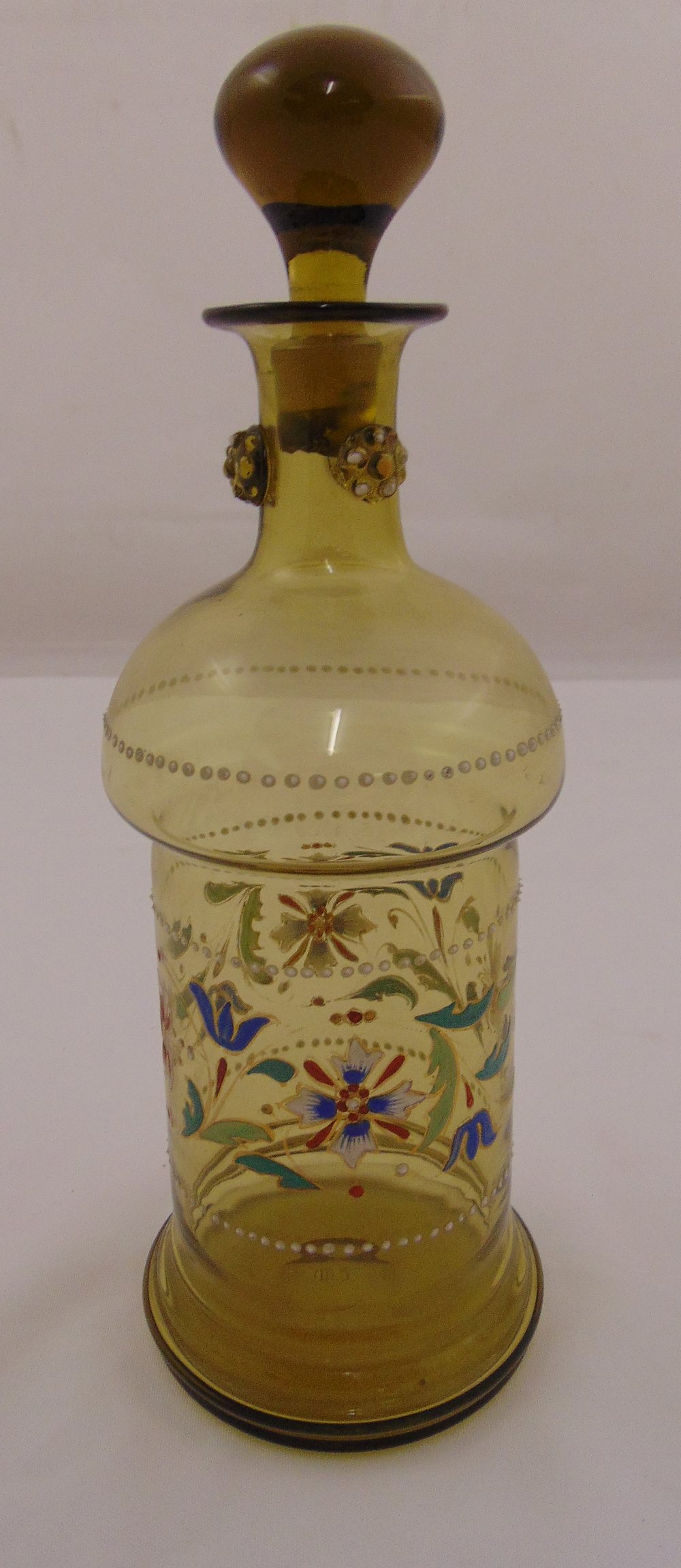 Bohemian glass decanter decorated with sprays of flowers, (stopper A/F), 29cm (h)