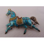 Silver and enamel brooch in the form of a horse