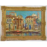 Maggi framed oil on canvas Venetian canal scene, signed bottom left, 50 x 70cm
