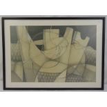 Evelyn Hill framed and glazed monochromatic pencil drawing, signed bottom right, 34 x 51.5cm