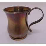 Silver mug, baluster form with strap scroll handle, Birmingham 1946, approx total weight 177g