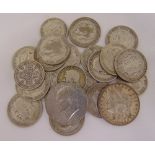 A quantity of pre 1947 silver coins, approx total weight 256g