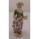 Meissen figurine of the pamphlet seller from the series The Cries of London, marks to the base, 13cm