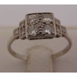 A platinum Art Deco style diamond cocktail ring, approx total weight 3.0g