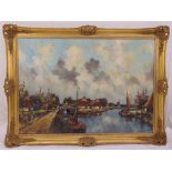 Toon Koster (Antonius Henricus Koster) 1913-1990 framed oil on canvas of a canal scene, signed