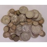 A quantity of silver coins to include shillings and 3d, approx total weight 303g