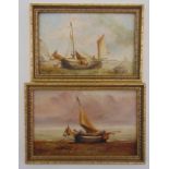 Two framed oils on panel of sailing boats, 10 x15.cm and 10.5 x 17cm