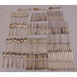 A quantity of silver plated flatware for twelve place settings to include soup spoons and fruit