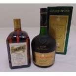 Courvoisier VSOP fine champagne cognac 1 litre in original packaging and a bottle of Cointreau 1