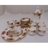 Royal Albert Old Country Roses coffee set to include a coffee pot, cups, saucers and plates and a