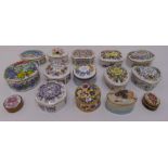 A quantity of porcelain trinket boxes, florally decorated, of various size and form (15)