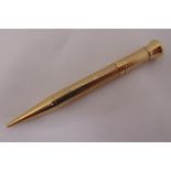 Sampson Morden 9ct gold engine turned propelling pencil, approx total weight 15.9g