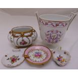 A quantity of continental porcelain to include two hand painted Herend dishes and a French porcelain