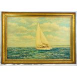 M G Freidrich framed oil on canvas of a sailing boat at sea, signed bottom left, 60 x 90.5cm