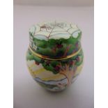 Moorcroft enamel ginger jar and cover Little Miss Muffet nursery design, marks to the base,