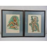 A set of six framed and glazed vintage Aslay polychromatic glamour prints of ladies, Heffer