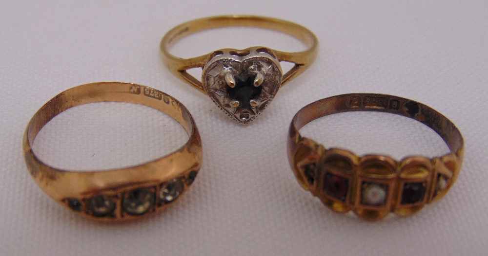 Three 9ct gold rings, approx total weight 4.0g