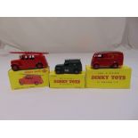 Dinky Toys 2550 Streamlined Fire Engine, 260 Royal Mail Van and 261 Telephone service van, all boxes