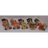 Ten Royal Doulton character jugs to include The Fortune Teller D6874, The Ring Master D6863,