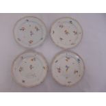 Four Meissen Deutche Blumen plates, marks to the bases, 21.5cm dia