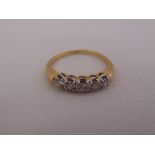 14ct yellow gold and diamond five stone ring, approx total weight 3.3g