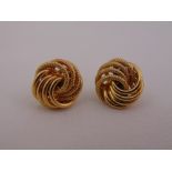 A pair of 9ct yellow gold knot shaped earrings, approx total weight 3.2g