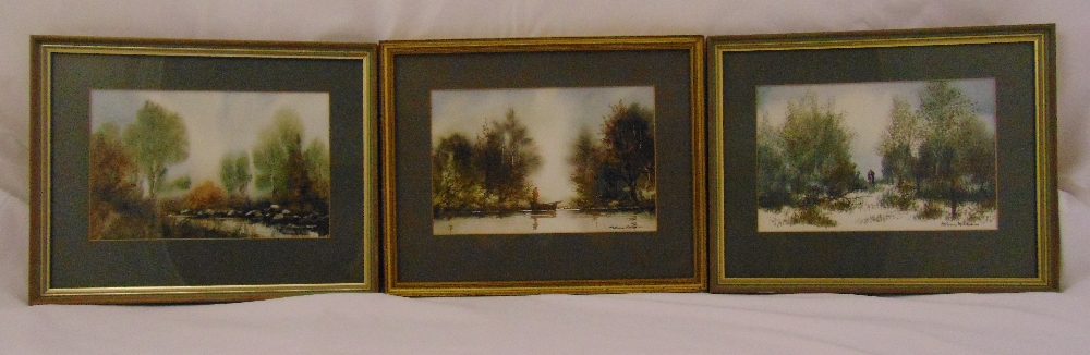 Anthony Waller 1932 three framed and glazed watercolours of Scottish landscapes, signed to the