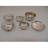 A quantity of silver and white metal to include bonbon and nut dishes, approx total weight 490g