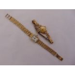 9ct yellow gold Rotary ladies wristwatch on a 9ct gold bracelet and a 9ct gold Tissot ladies