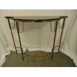 A shaped rectangular gilded metal and marble consol table on four tapering cylindrical legs, 84.5
