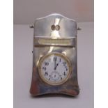 Swiss Doxa Goliath pocket watch mounted in 1907 hallmarked silver and leather easel desk stand