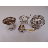 A quantity of silver to include Victorian brandy warmer with bone handle London 1871, a brandy glass