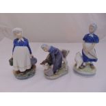 Three Royal Copenhagen figurines of Milk Maids, marks to the bases, tallest 23cm (h)