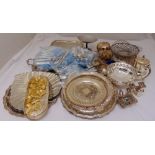 A quantity of silver plate to include salvers, flatware, condiments and fruit dishes