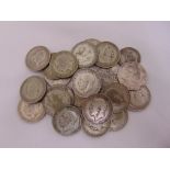 A quantity of pre 1947 silver GB coins, approx total weight 250g