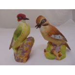 Two Royal Worcester bird figurines to include a Woodpecker 3249 and a Jay 3248