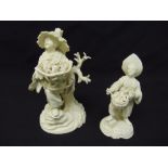 Two Blanc de Chine Frankenthal Nymphenburg porcelain figurines of Chinese fruit sellers with